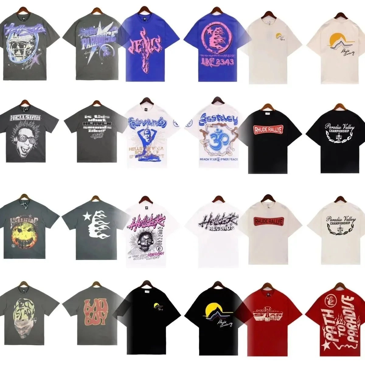 Hellstar Graphic Tee - Purple Flame Logo on White Cotton