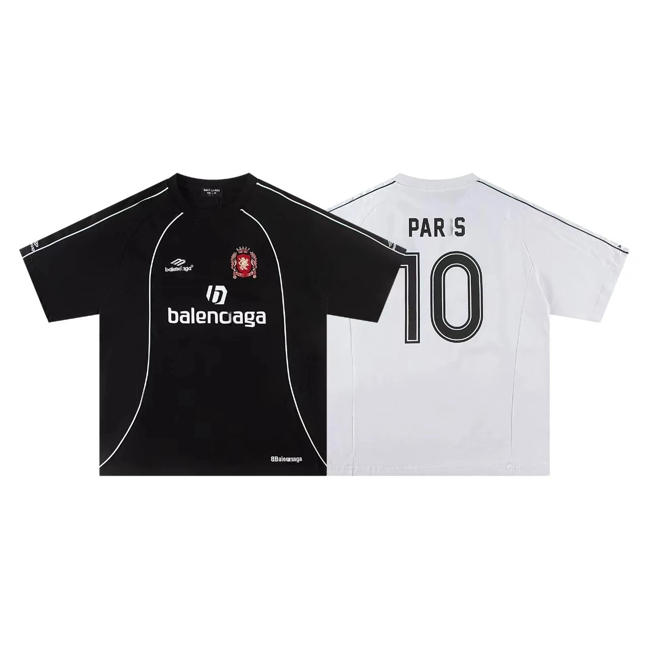 Balenciaga Paris 10 Soccer Jersey Black-White Dual Design