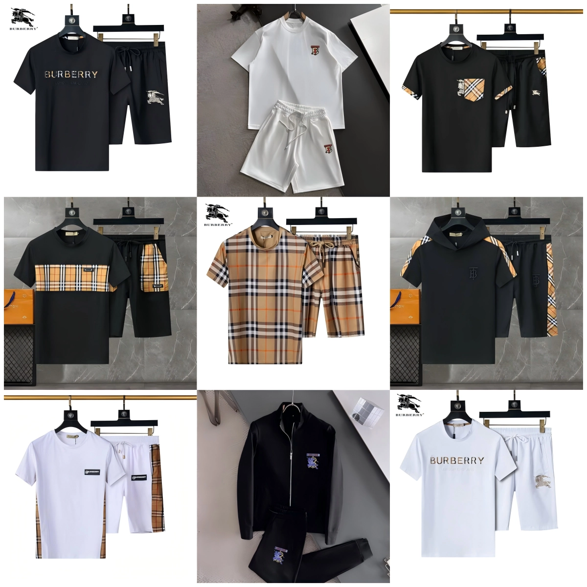 Burberry Classic Check T-Shirt and Shorts Set - Black with Gold Logo