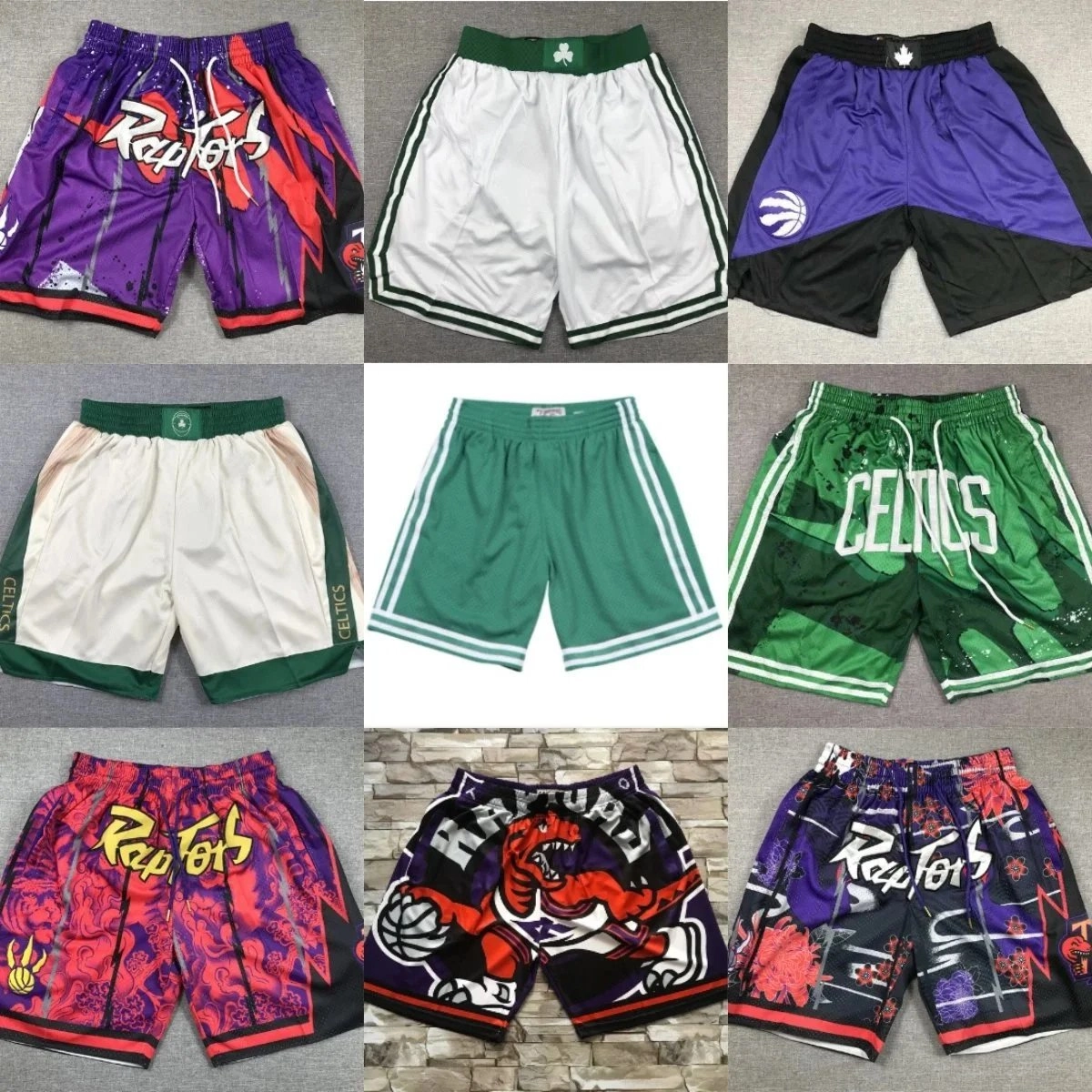 Toronto Raptors 90s Retro Mesh Shorts - Purple Red Flame Design