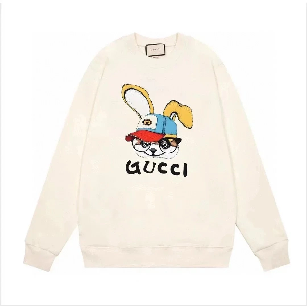 Gucci Rabbit Graphic Sweatshirt Cream with Cap Print