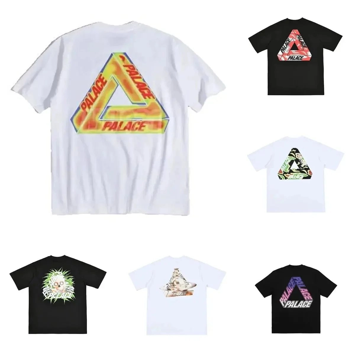 Palace Tri-Force Triangle Logo T-Shirt White Gradient Print