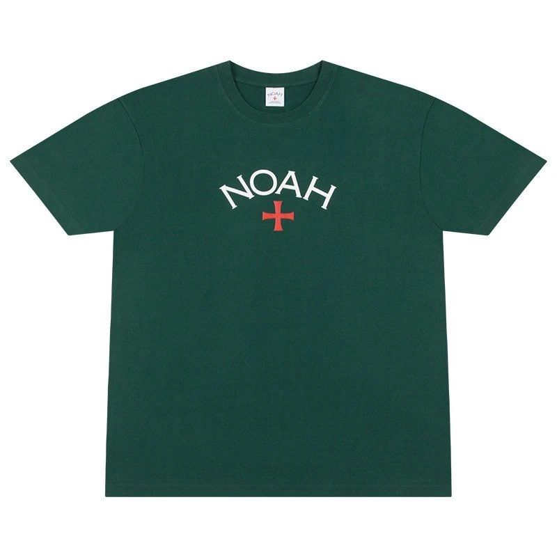 NOAH Arch Logo T-Shirt in Forest Green with Red Cross