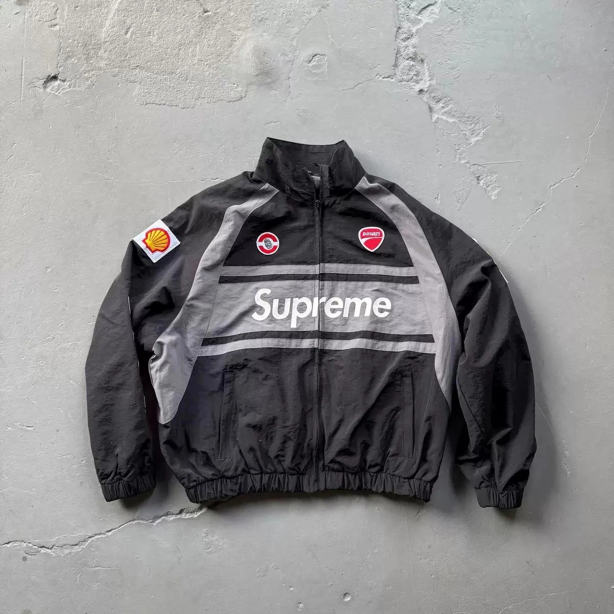 Supreme Ducati Shell Racing Windbreaker Jacket Black/Grey