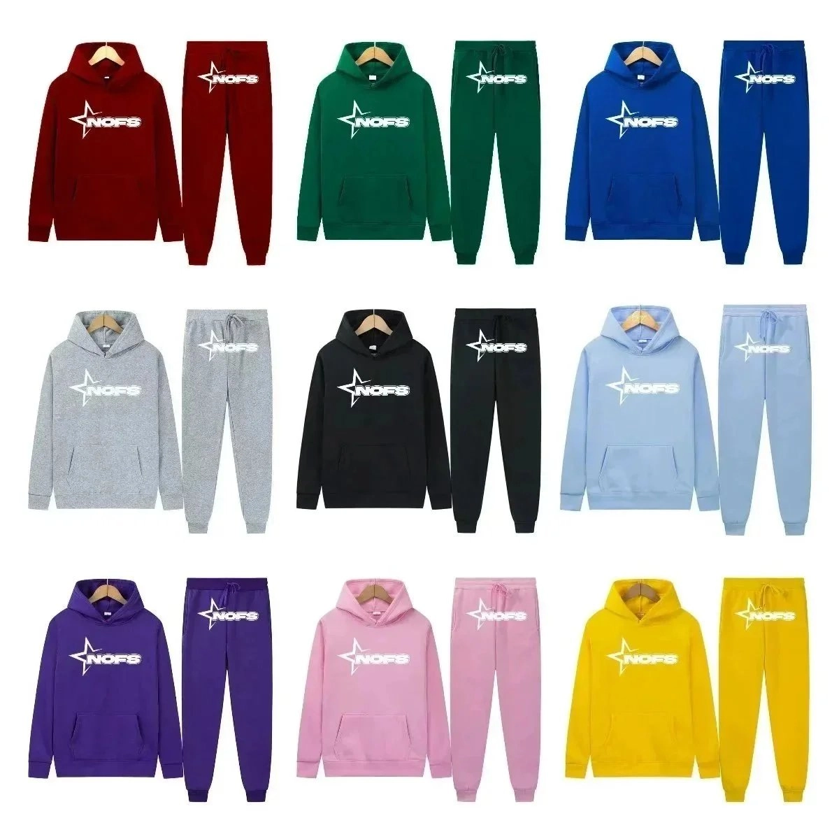 NOFS Star Logo Hoodie and Jogger Set - Burgundy