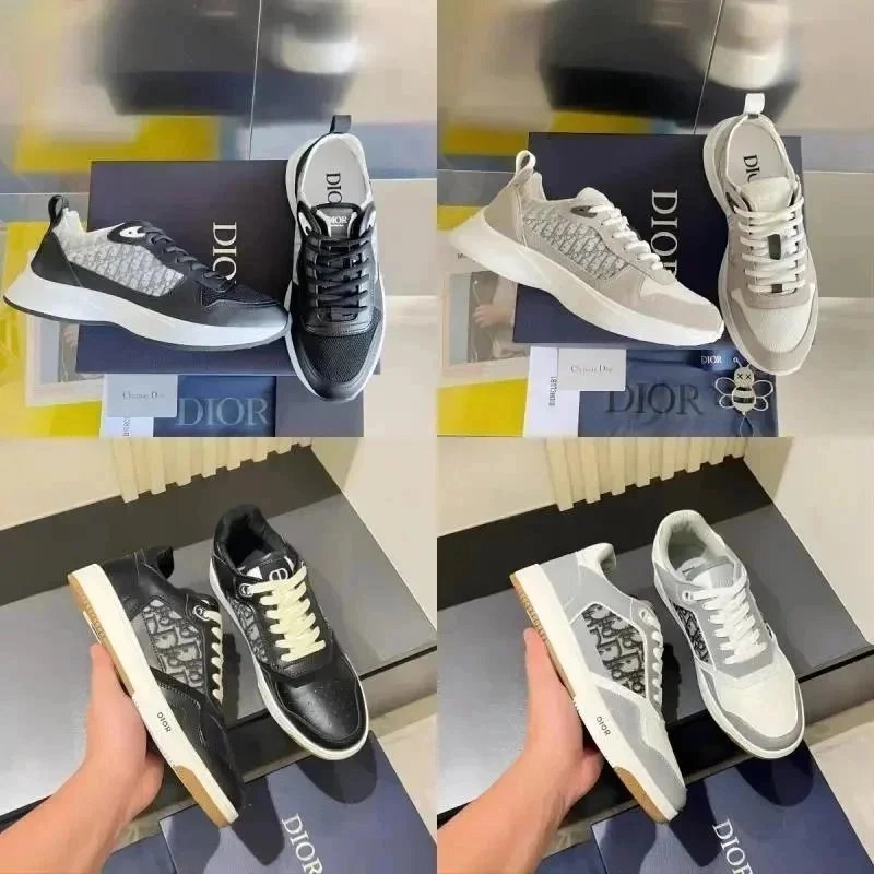 Dior B23 Low-Top Sneakers with Oblique Pattern and Chunky Sole