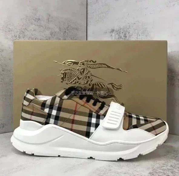 Burberry Triple Stud Check Print Sneaker Beige-Black-White
