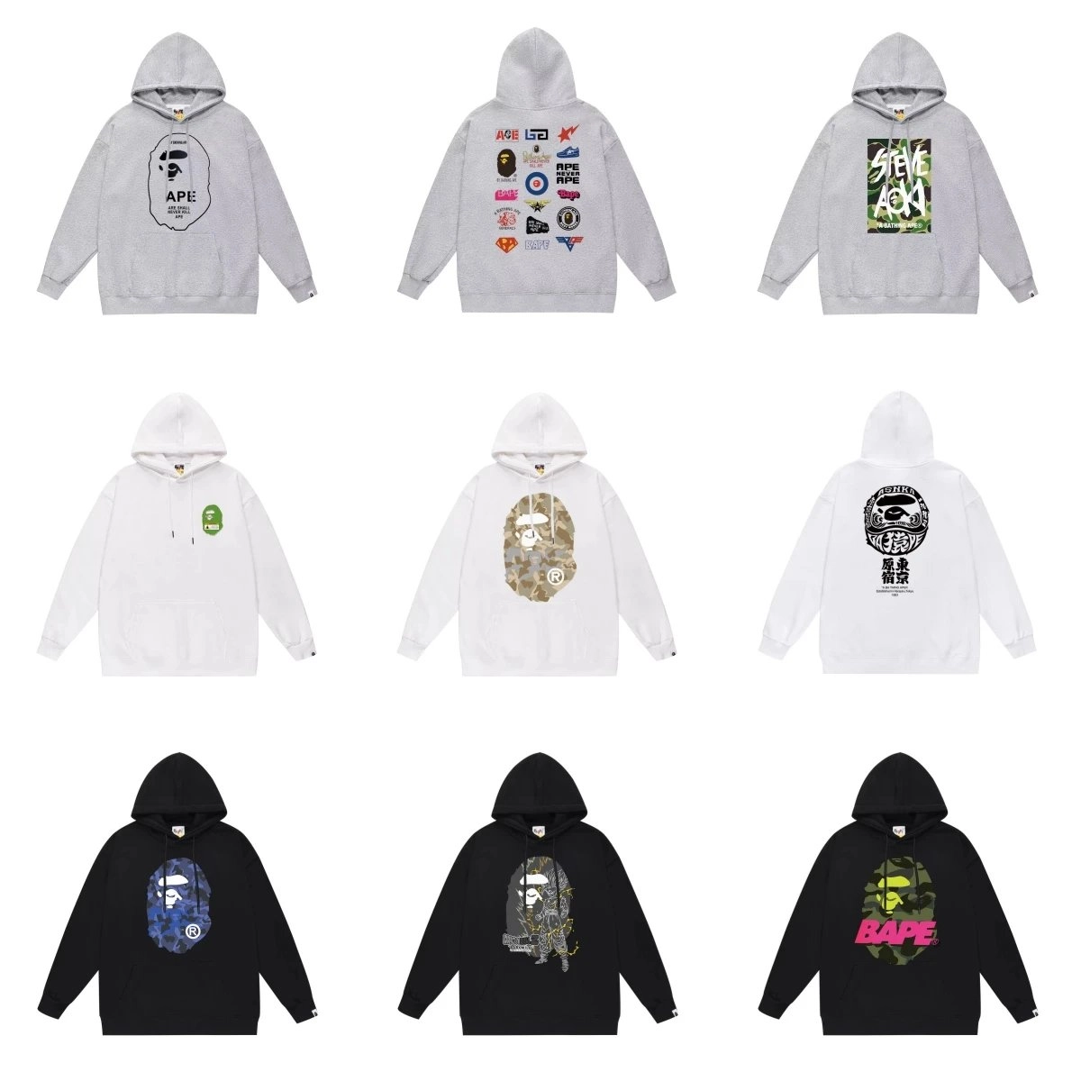 BAPE Classic Shark Hoodie Gray Camo Logo Front Print