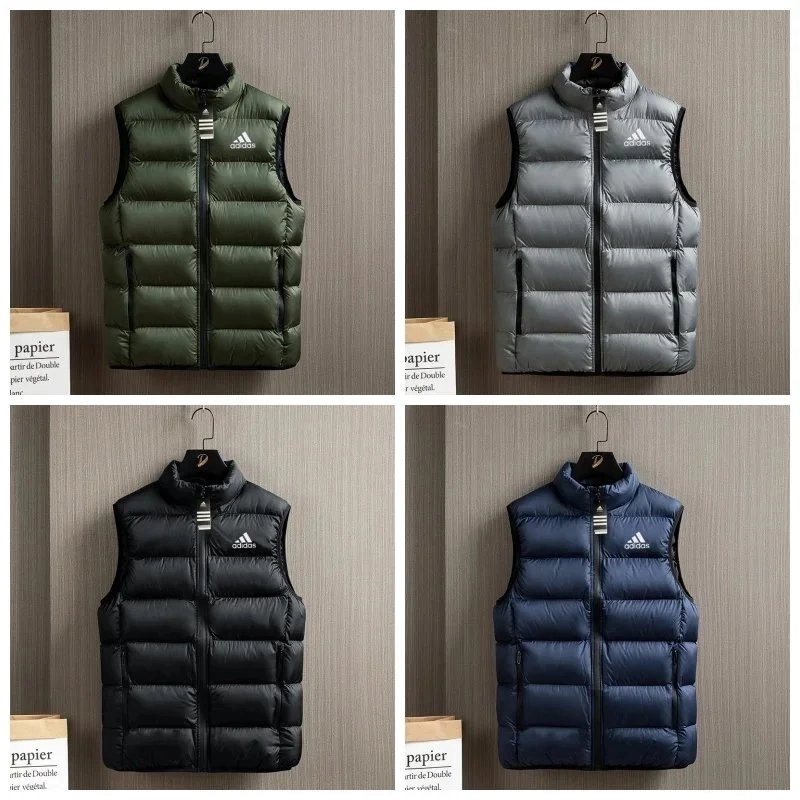 Adidas Lightweight Puffer Vest - Olive Green Quilted Design