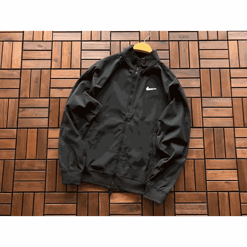 Nike Windrunner Black Lightweight Track Jacket with Swoosh Logo