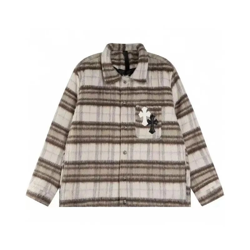 Chrome Hearts Plaid Wool Shirt Jacket with Cross Patch