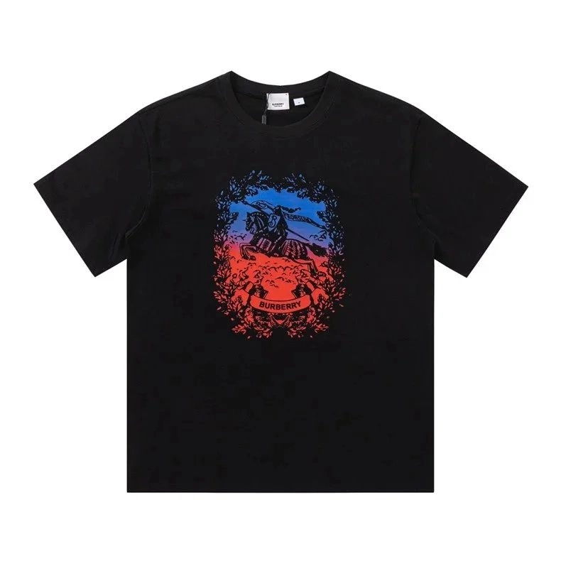 Burberry Knight Graphic Print Black T-Shirt with Gradient Shield