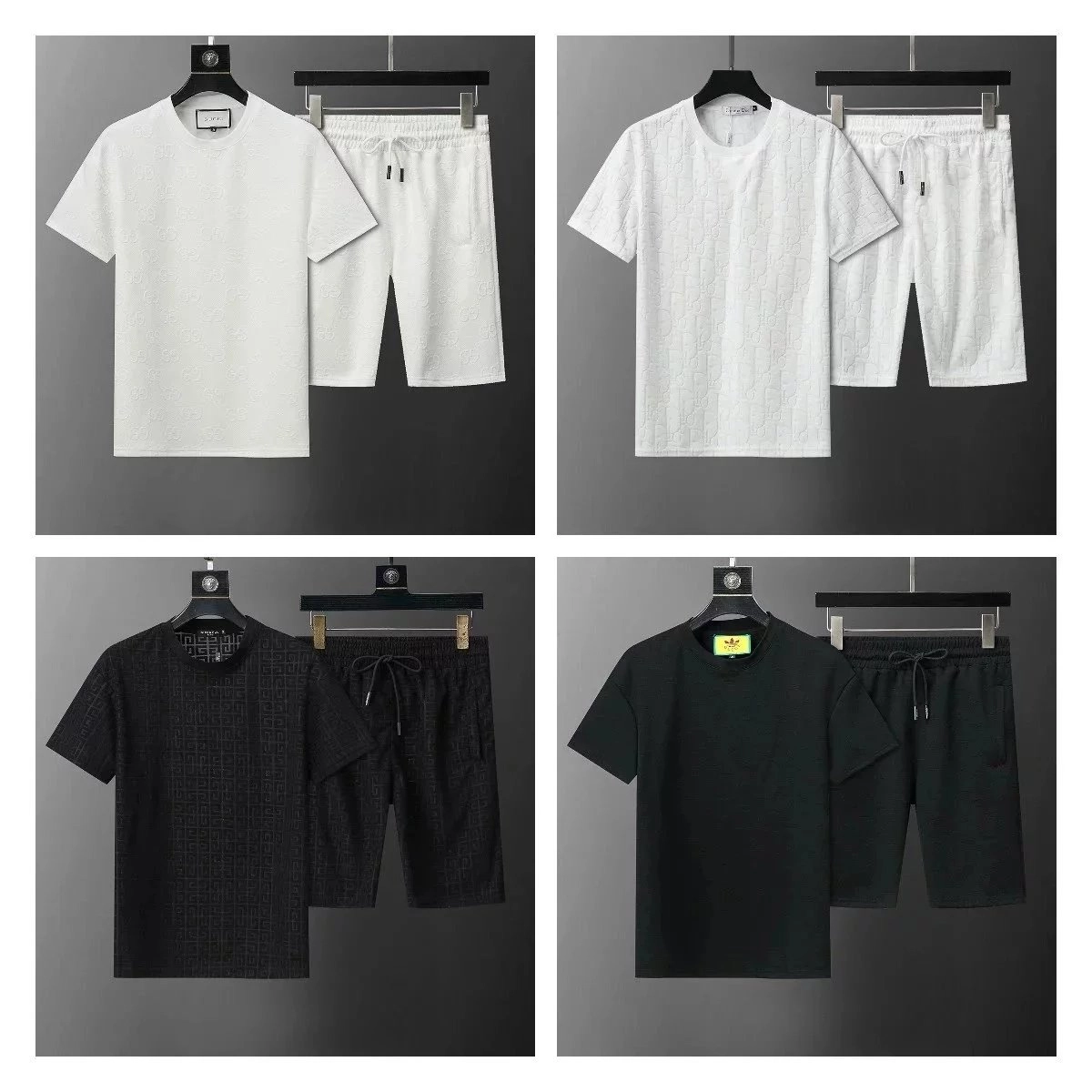 Gucci Monogram Embossed Cotton T-Shirt and Shorts Set - White/Black