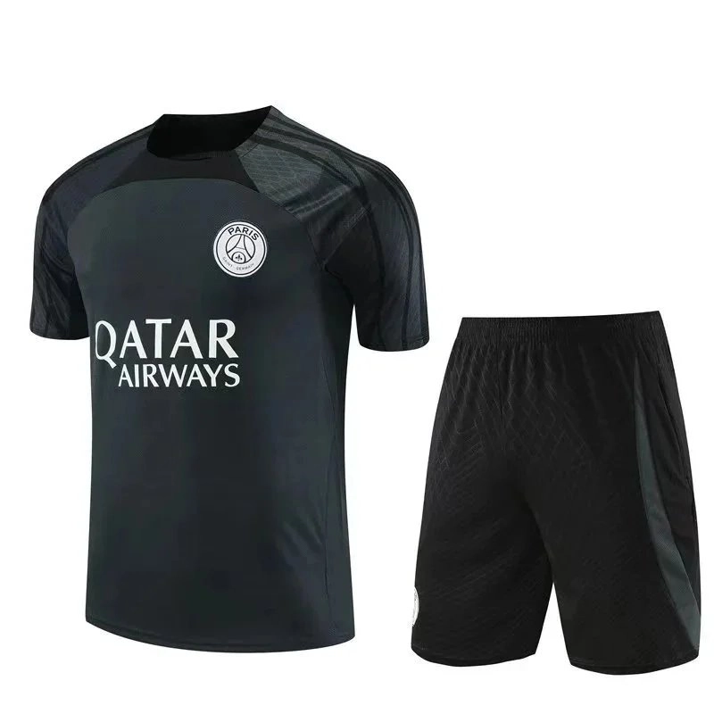 PSG Qatar Airways Training Jersey and Shorts Set - Black