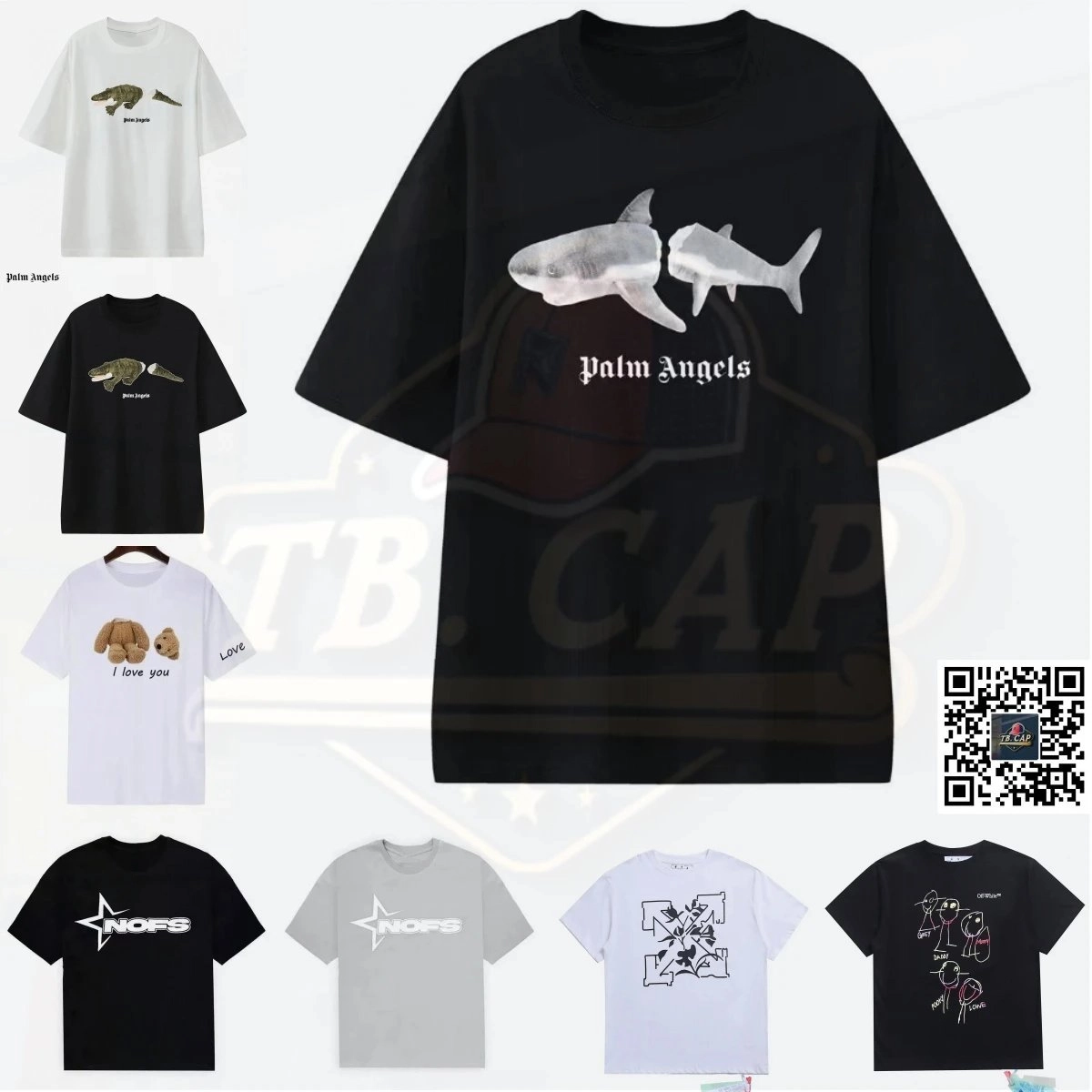 Palm Angels Shark Graphic Oversized Black T-Shirt