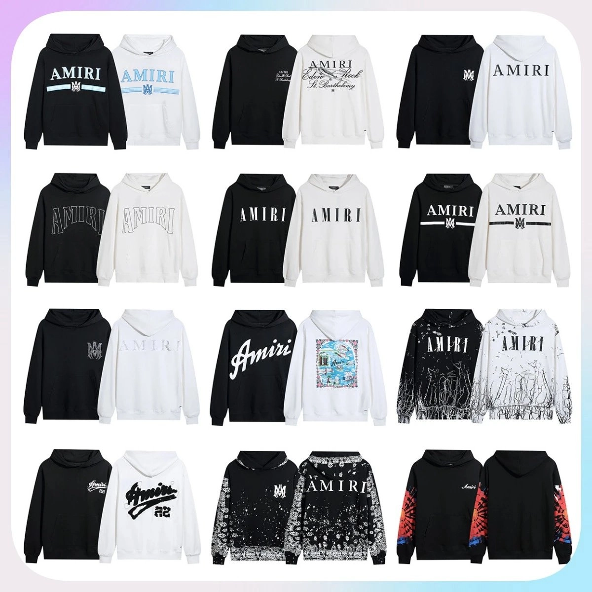 AMIRI Classic Logo Hoodie Black White Contrast Design