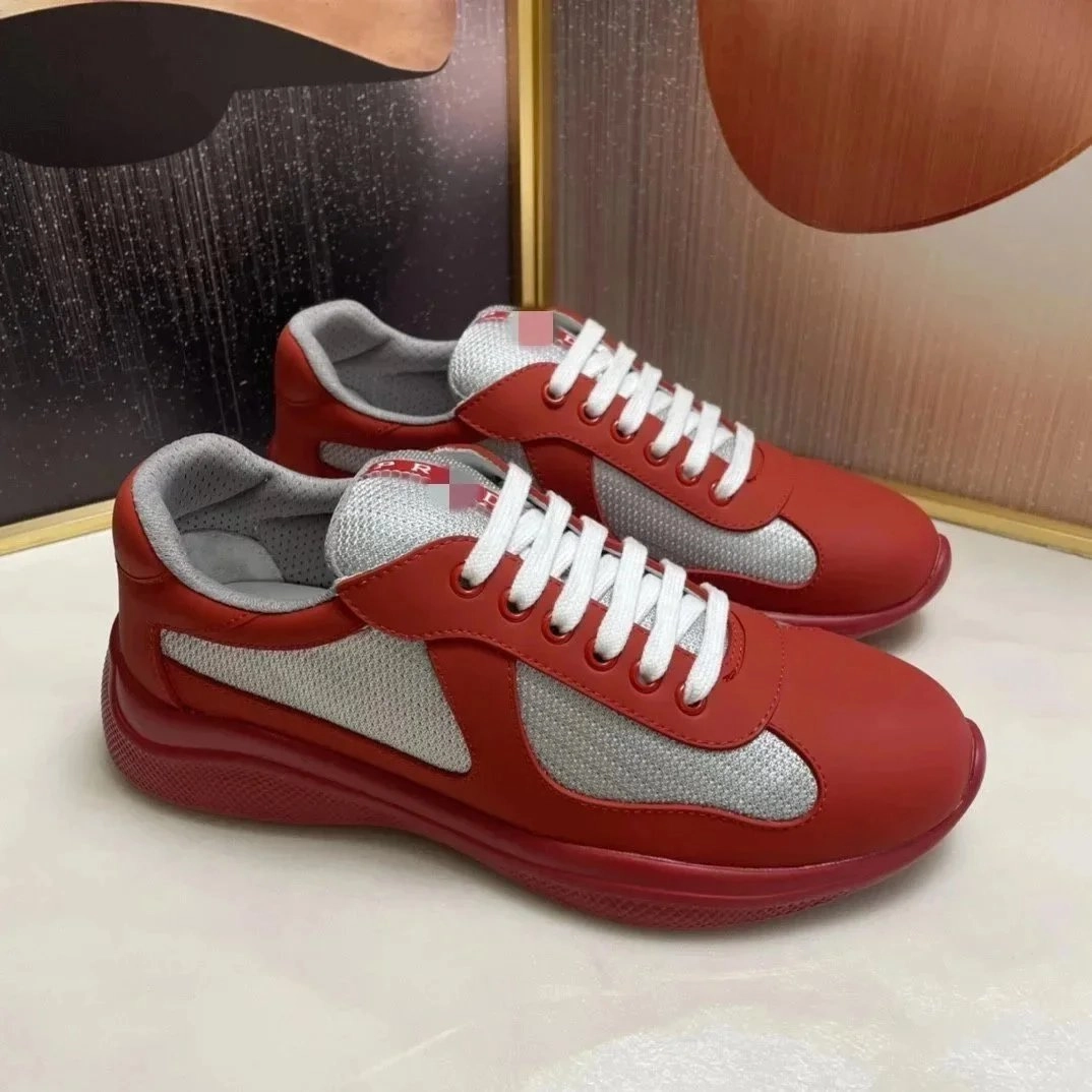 Prada Re-Nylon Classic Red and Silver Mesh Sneakers