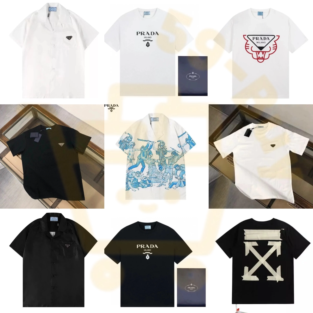 Prada Milano Tiger Logo White T-Shirt with Red Graphic Print