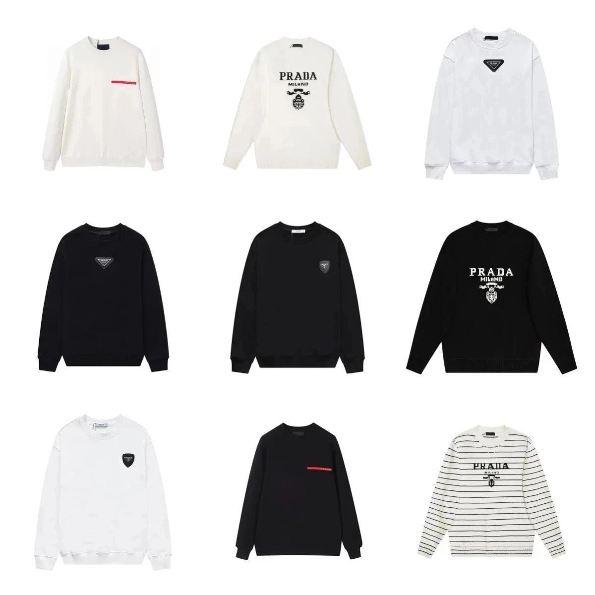 Prada Milano Logo Embroidered Crewneck Sweater - White