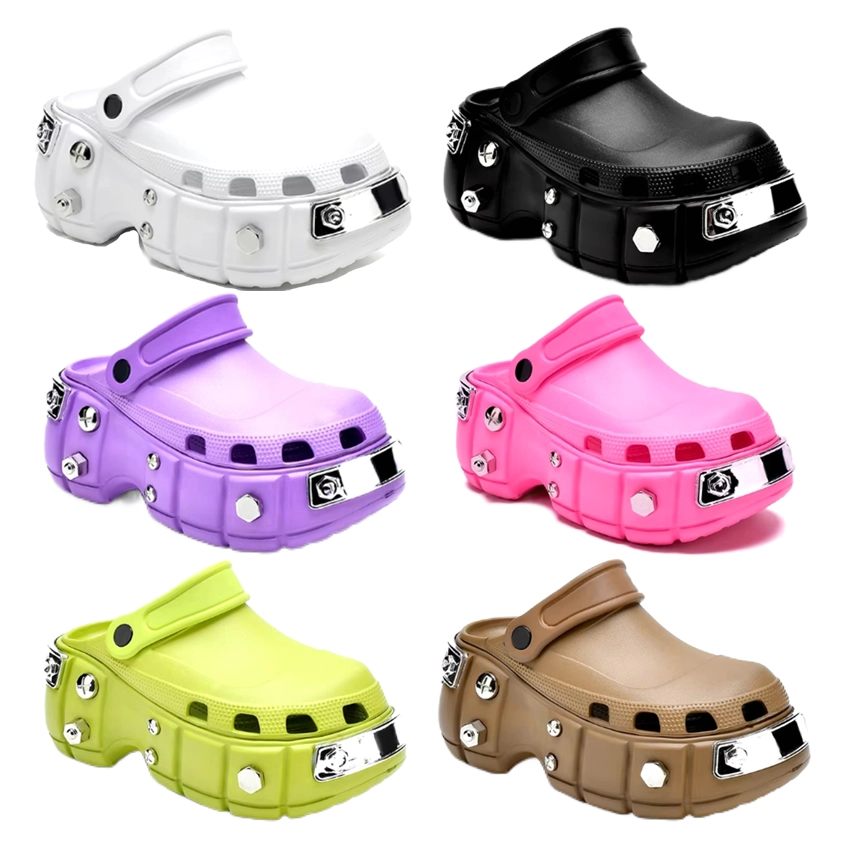 Crocs Platform Clog with Metal Studs and Buckle Detail