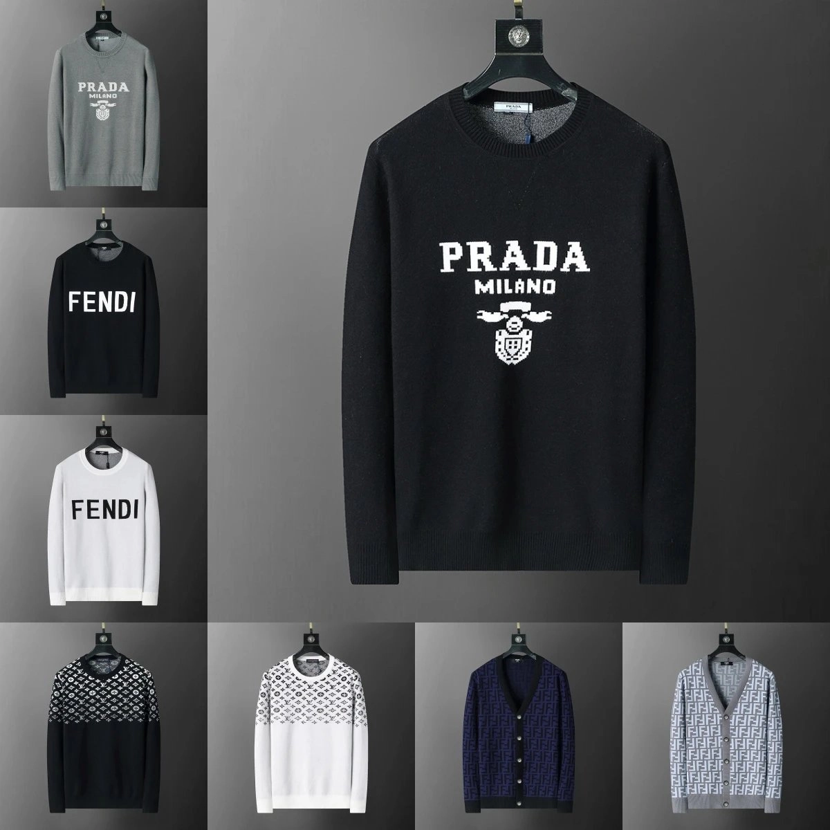 Prada Milano Logo Knit Sweater Black Crewneck
