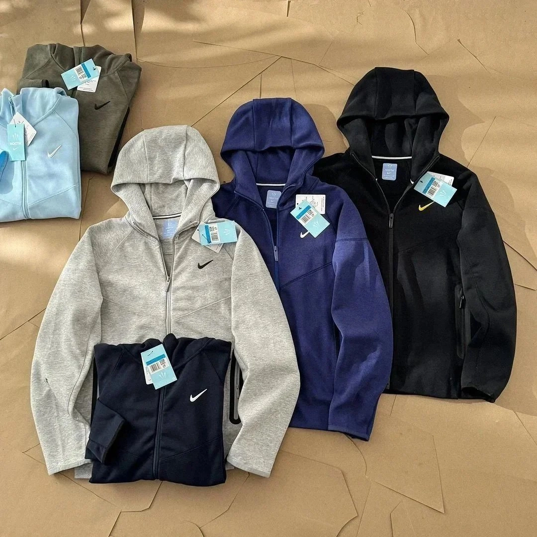 Nike Therma-FIT Full-Zip Hoodie - Heather Grey with Swoosh Logo