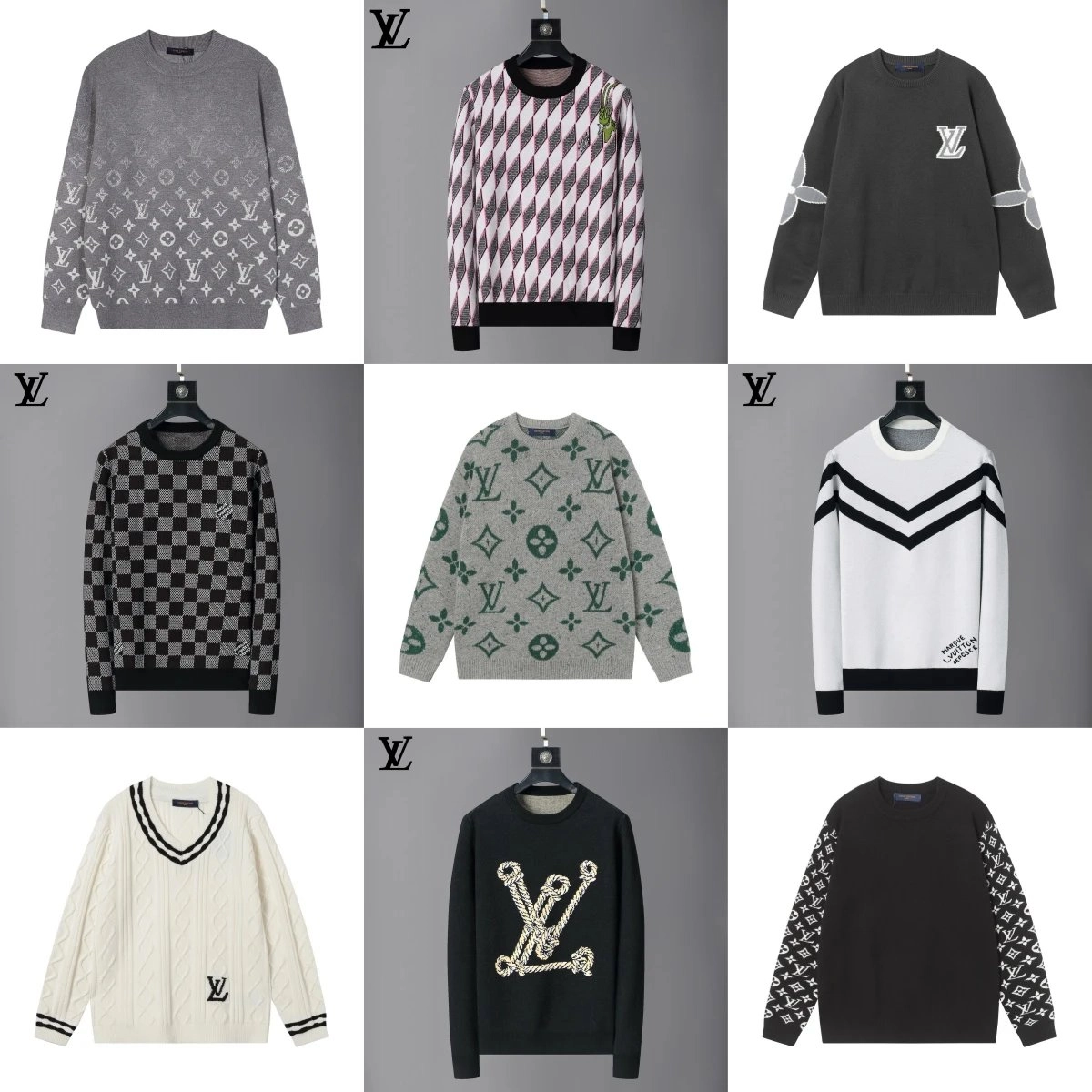 Louis Vuitton Monogram Gradient Gray Knit Sweater