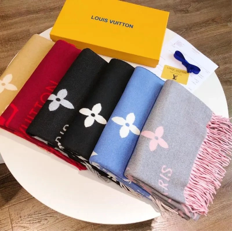 Louis Vuitton Monogram Flower Scarf with Fringe Edge