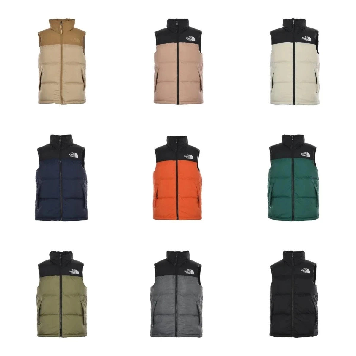 The North Face Nuptse Vest - Black/Orange Colorblock Puffer