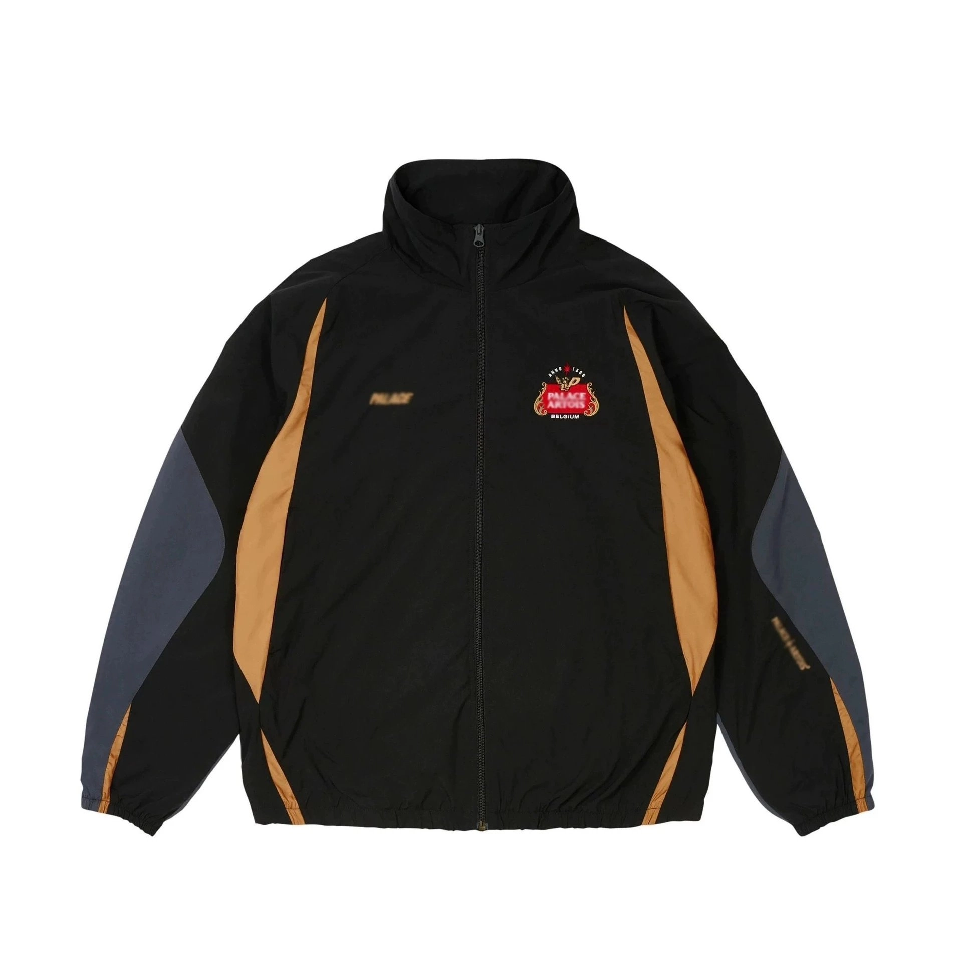 Palace Artois Windbreaker Jacket - Black Gold Blue Panel