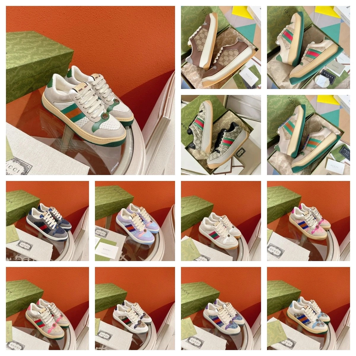 Gucci Rhyton GG Canvas Sneakers with Web Stripe Detail