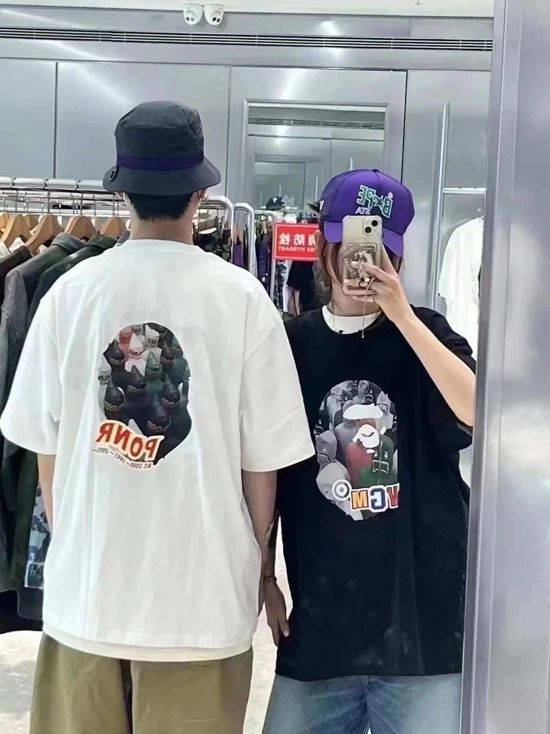 BAPE Shark Face Graphic T-Shirt - White/Black Print