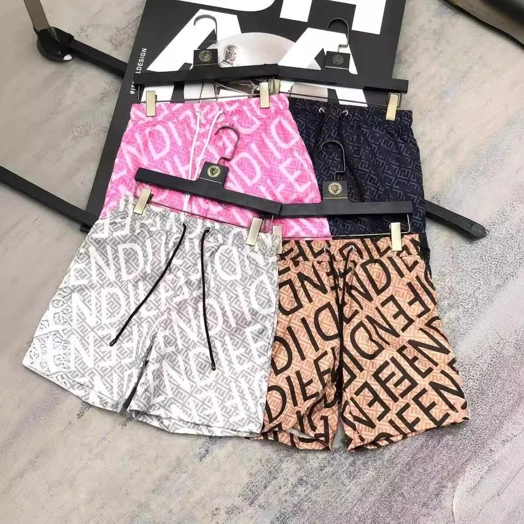 Fendi Logo-Print Swim Shorts - Pink White Navy Beige