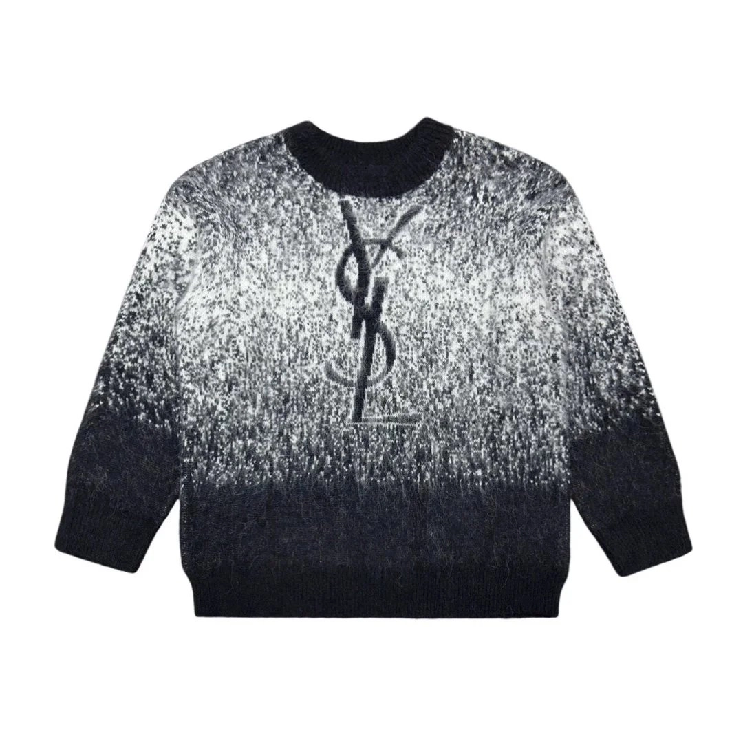 Saint Laurent Monogram Gradient Knit Sweater Black-White
