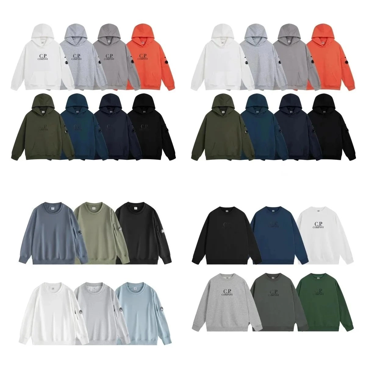 C.P. Company Logo Hoodie with Lens Patch - White