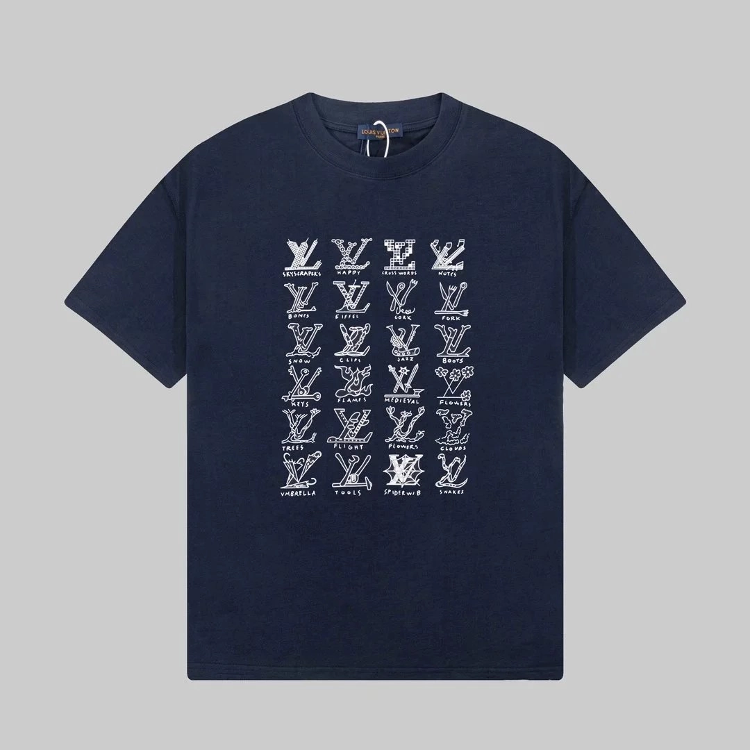 Louis Vuitton Monogram Alphabet T-Shirt Navy Blue Graphic Print