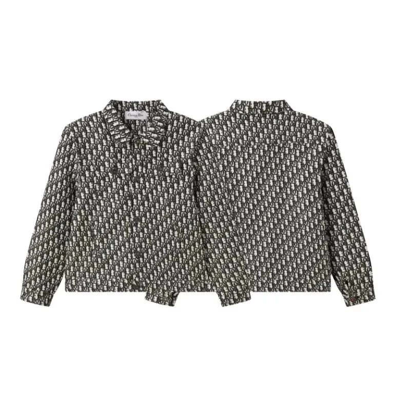 Dior Oblique Print Long-Sleeve Shirt Black-White Pattern