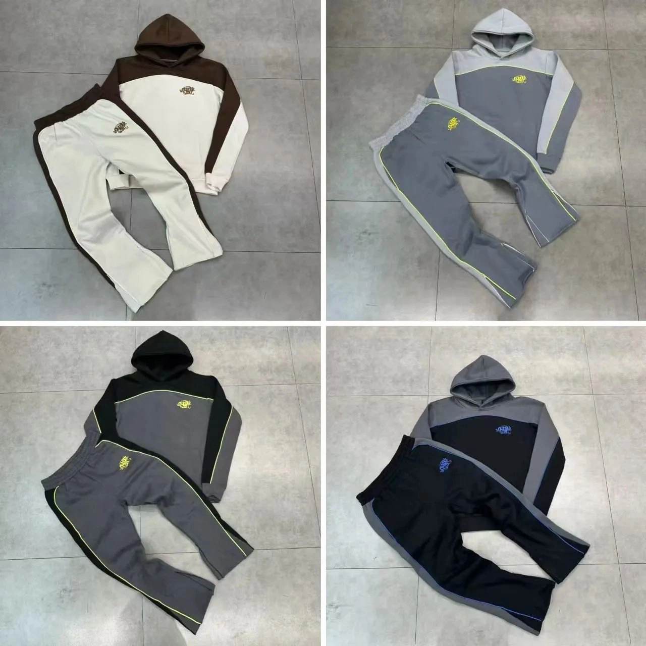 SMP Color-Block Hoodie and Jogger Set with Embroidered Logo