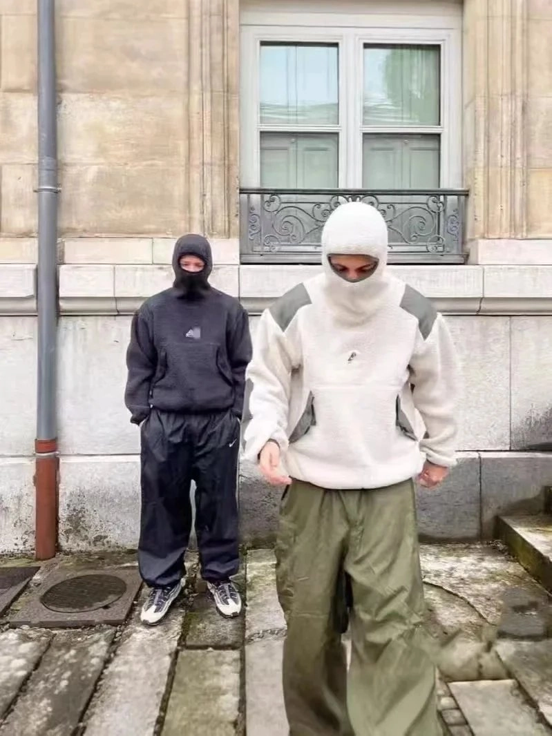 Adidas Originals Fleece Hoodie with Full Face Cover - Off-White