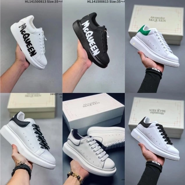 Alexander McQueen Oversized Sneakers White Black Logo Print
