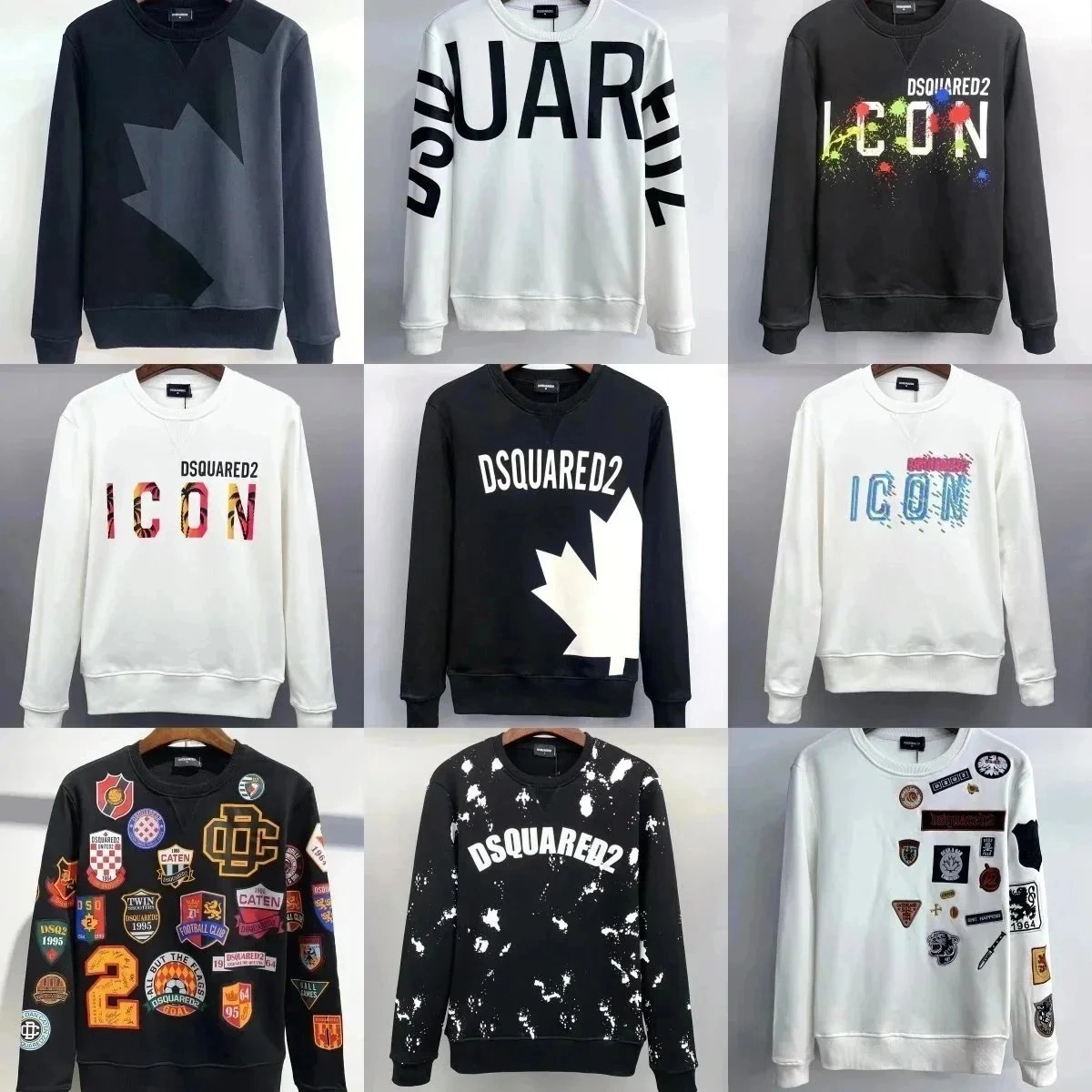 DSQUARED2 Icon Graphic Sweatshirt Black with Colorful Paint Splatter