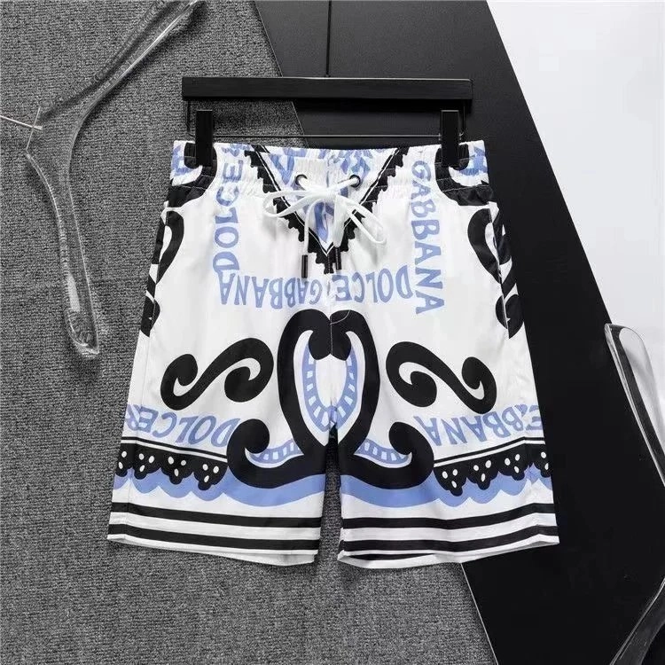 Dolce & Gabbana Baroque Print Swim Shorts - White Blue Black