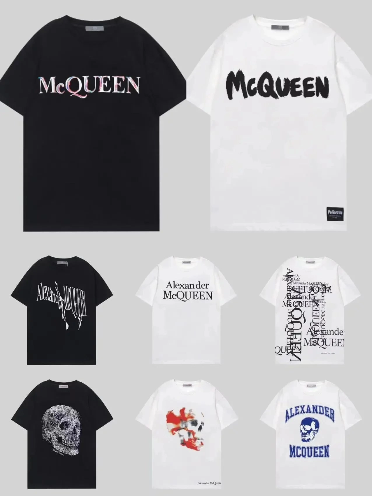 Alexander McQueen Logo T-Shirt Black Holographic Print