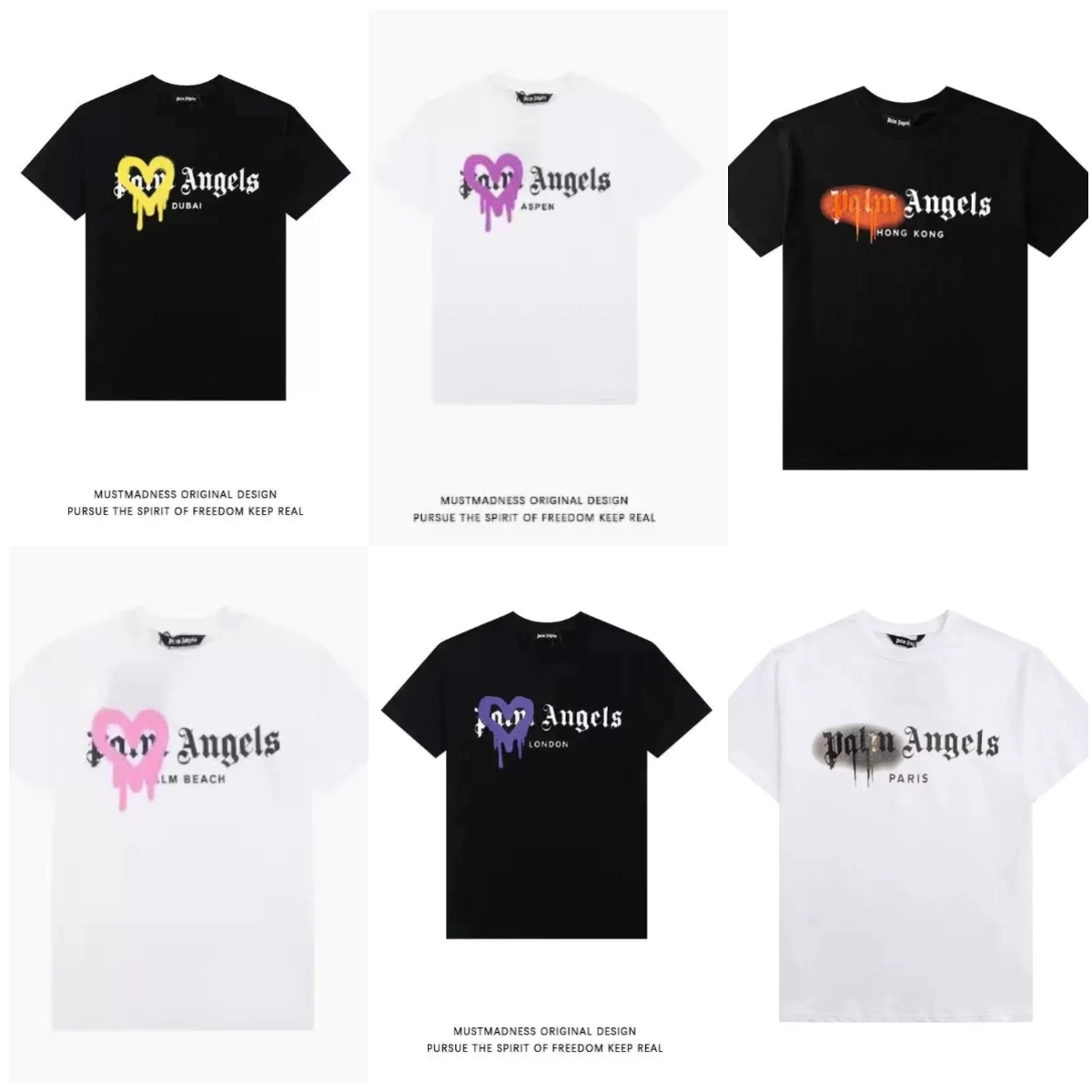 Palm Angels Dripping Heart Logo T-Shirt Black Dubai Edition