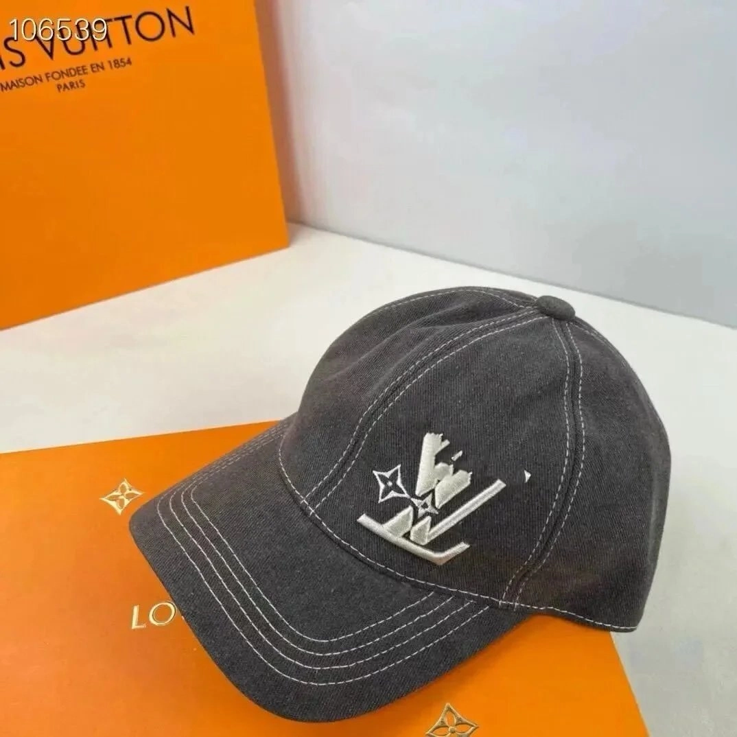 Louis Vuitton Monogram Fragment Cap Charcoal Gray Embroidered Logo
