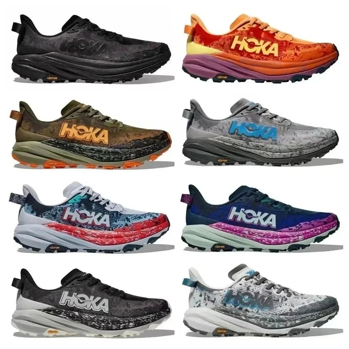 HOKA Speedgoat 5 Trail Running Shoes - Multicolor Splatter Design