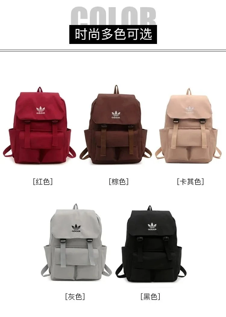 Adidas Classic Flap Backpack - Red Canvas with Triple Pocket Design