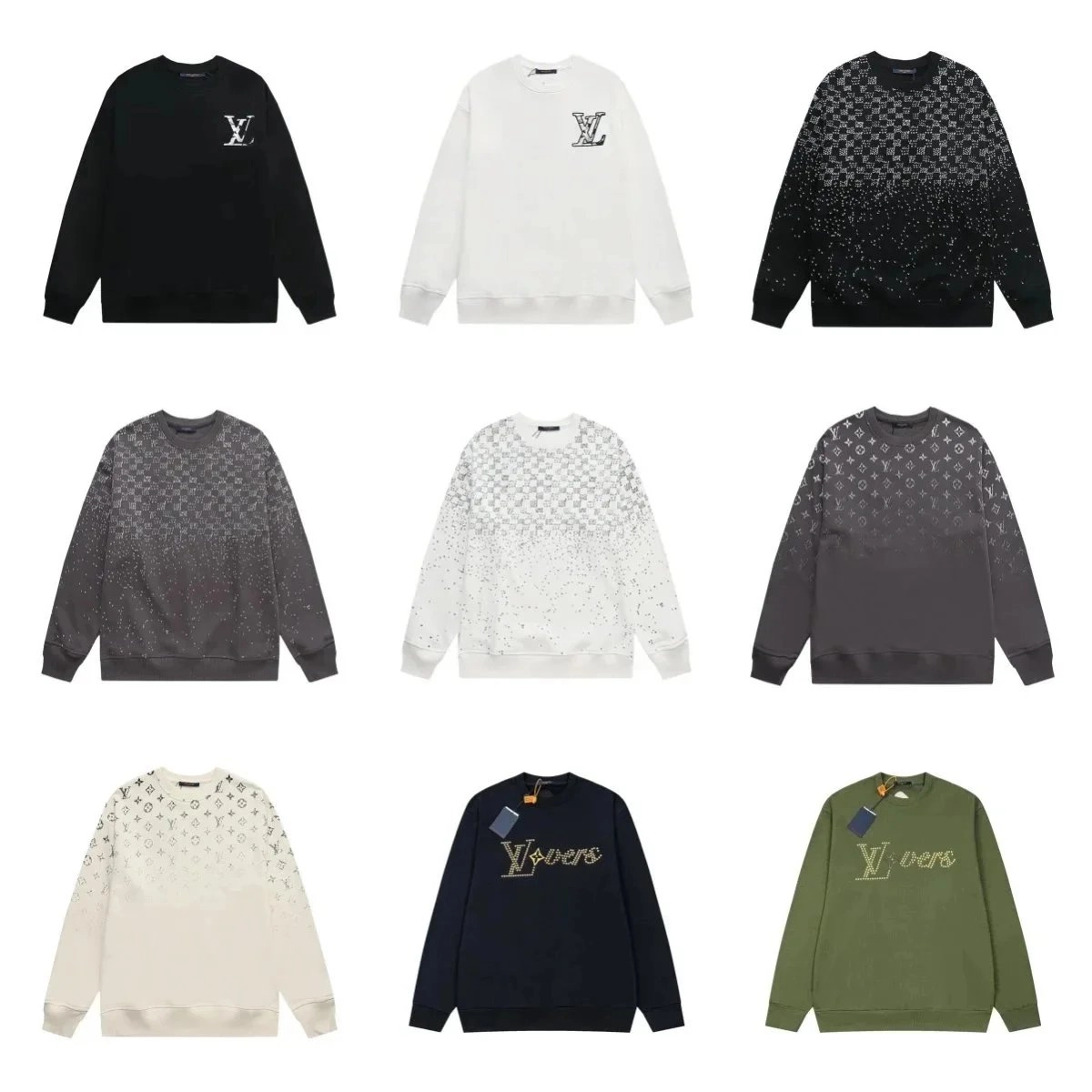 Louis Vuitton Monogram Gradient Sweatshirt Black with Crystal Embellishment