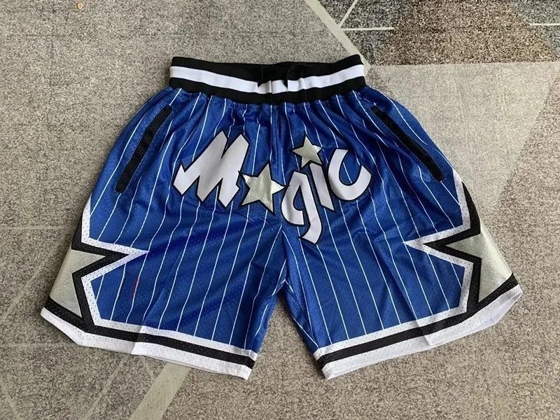 Orlando Magic Retro Basketball Shorts - Blue Pinstripe with Star Logo