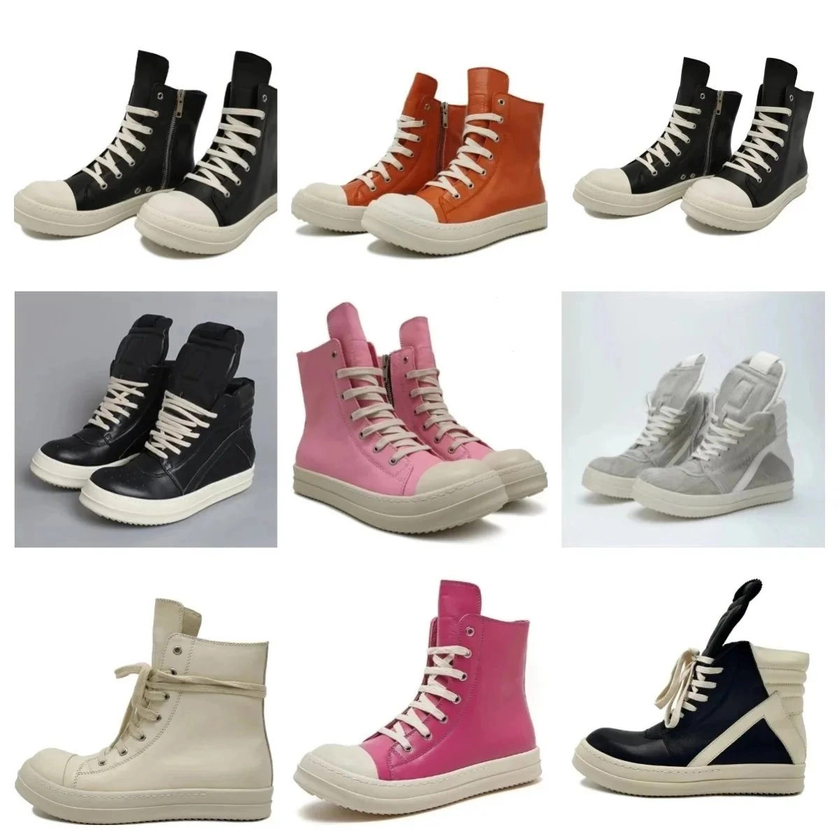 Rick Owens Geobasket High-Top Sneaker Black White Side Zip